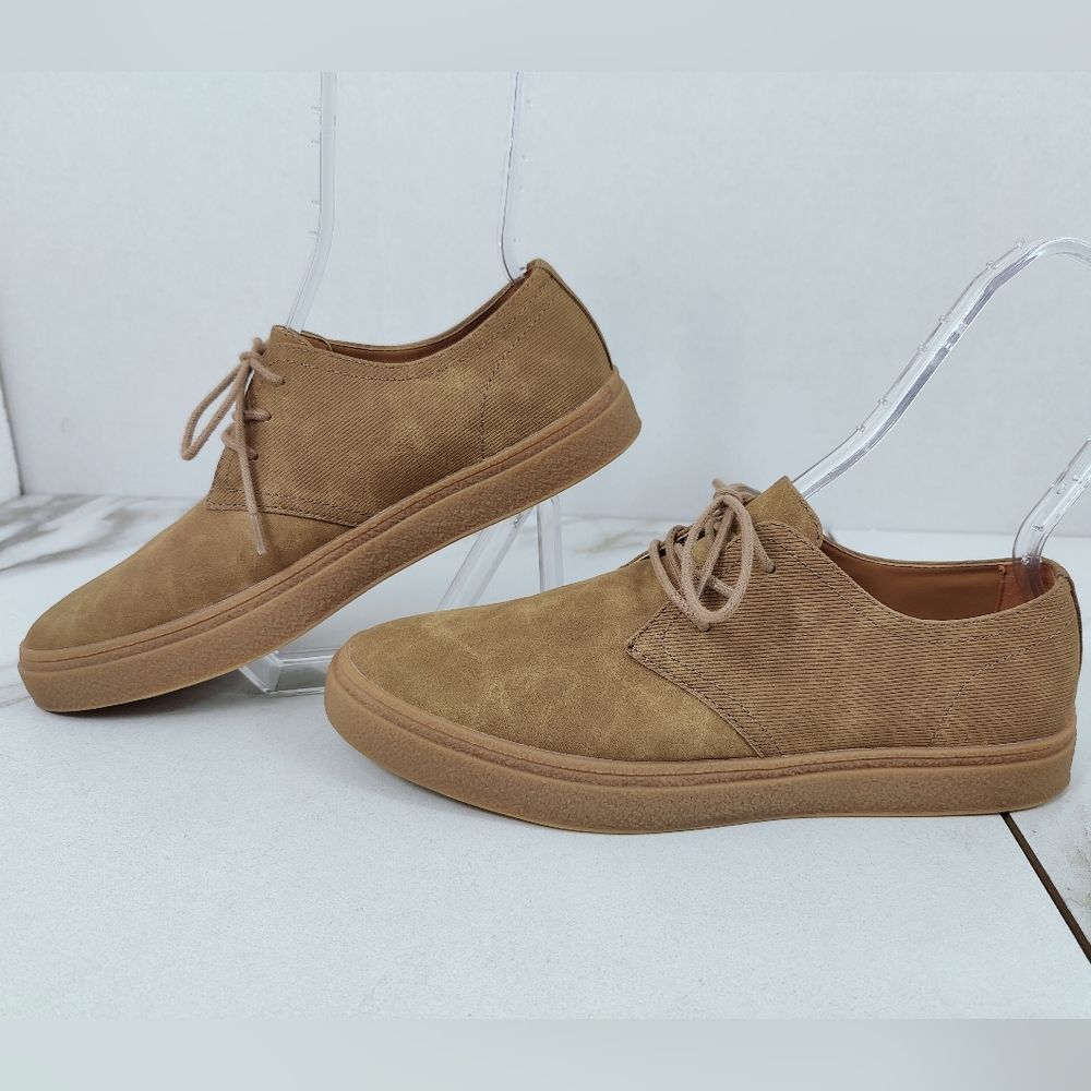 Abound Men's Jayden Tan Suede Look Lace Up Plain Toe Oxford Dress Shoes, Sz 10